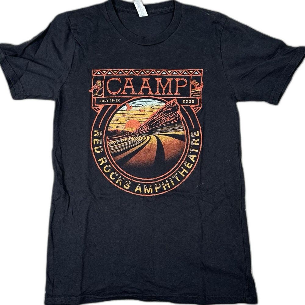 Caamp Folk Red Rocks Amphitheatre Concert Small Black Shirt Tee T-shirt 2023